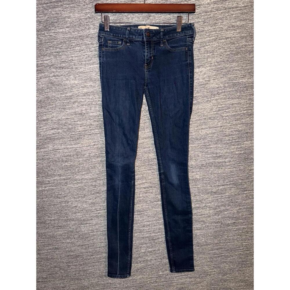 Hollister Super Skinny Jeans Womens 0L W24 L33 Dark Wash Denim Blue Low Rise
